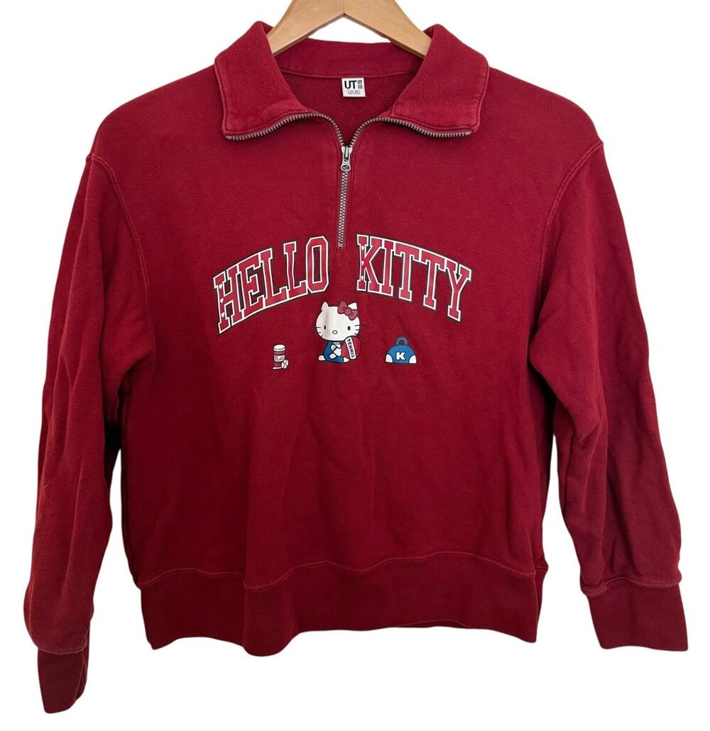Uniqlo Hello Kitty Red Quarter Sleeve Sweater Kids 11/12 Casual Asia Kidcore